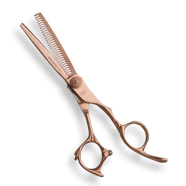 Akashi Super Cut RM60RG – Foarfeca profesionala de filat Rose-Gold cu 30 de dinti si maner offset 5.5 inch