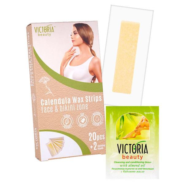 Benzi Depilatoare cu Ceara pentru Fata cu Galbenele Victoria Beauty Camco, 20 buc