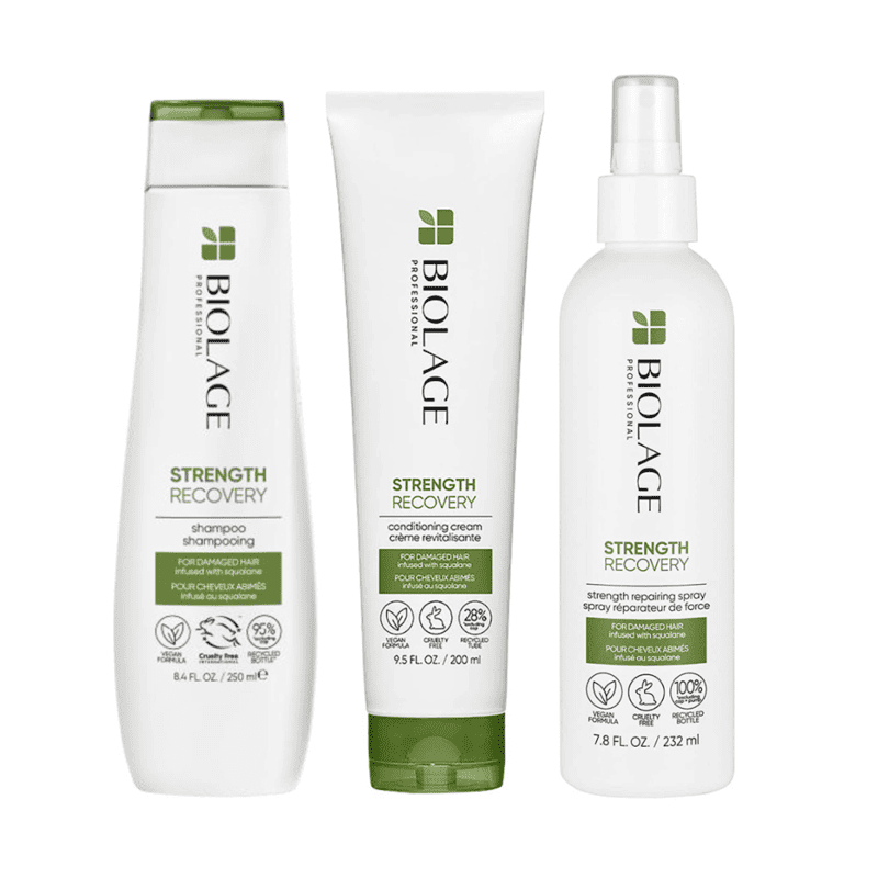 Biolage Strenght Recovery – Pachet reparare par deteriorat (sh 250ml+bls 200ml+spray 232ml)