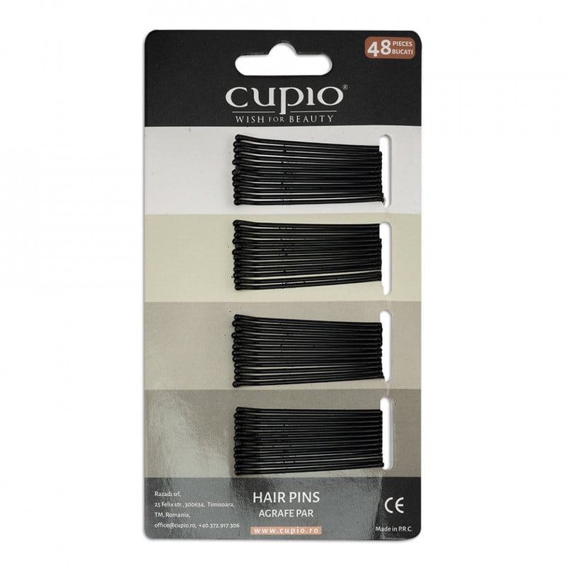 Cupio Agrafe de par drepte negre 4.6cm 48buc