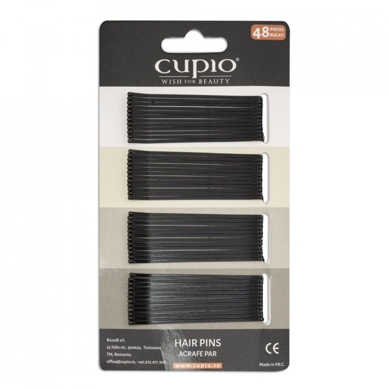 Cupio Agrafe de par drepte negre 5.6cm 48buc