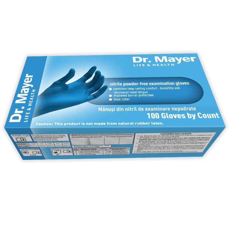 Dr. Mayer Manusi din nitril nepudrate blue 100buc – L