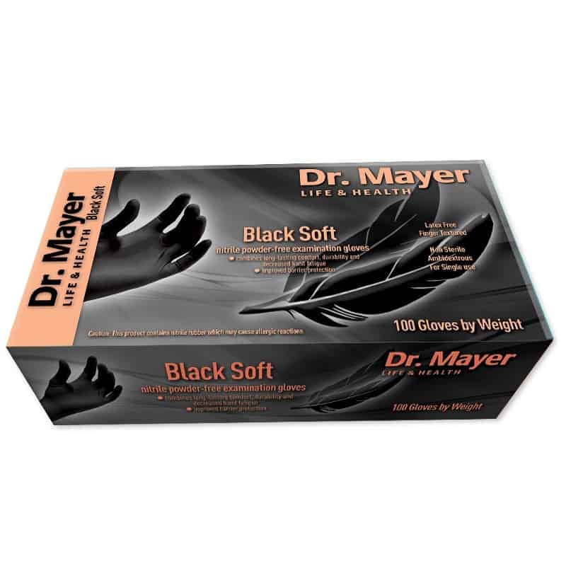 Dr. Mayer Manusi nitril nepudrate soft negre 100buc – M