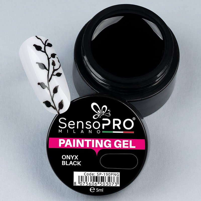 Gel UV Pictura Unghii Onyx Black 5ml, SensoPRO Milano