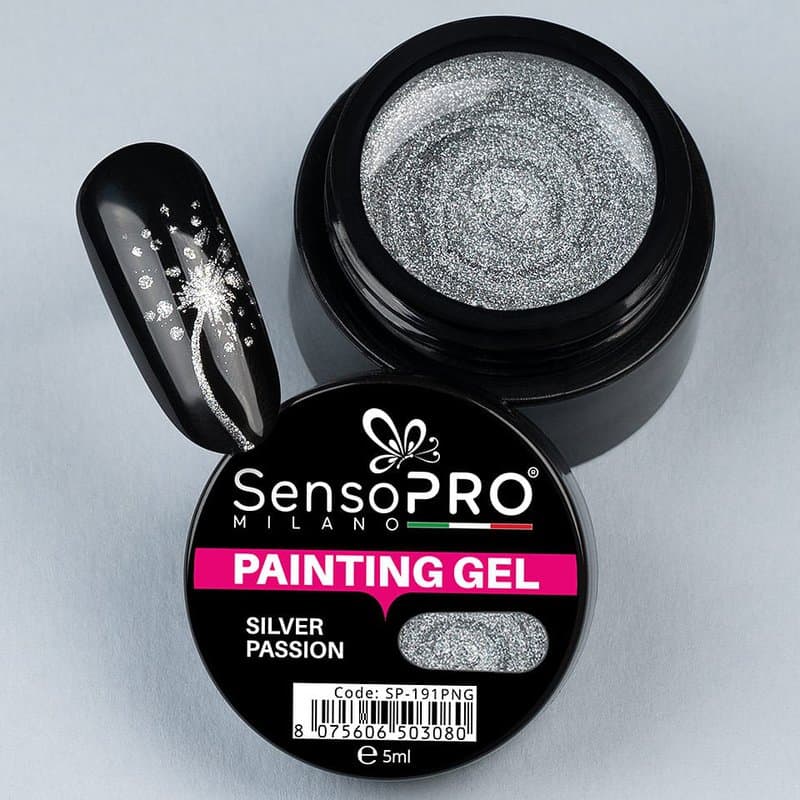 Gel UV Pictura Unghii Silver Passion 5ml, SensoPRO Milano