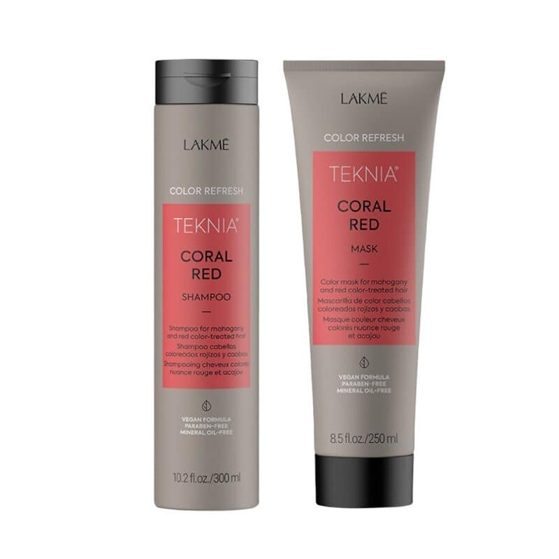 Lakme Teknia Refresh Coral Red – Set sampon+masca pentru reimprospatarea culorii parului rosu