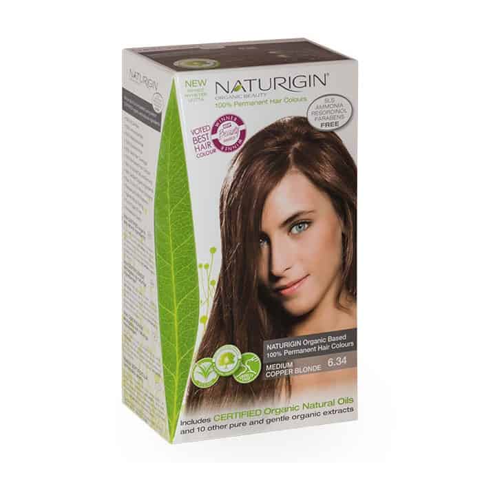 Naturigin – Vopsea de par naturala permanenta Blond mediu aramiu 6.34