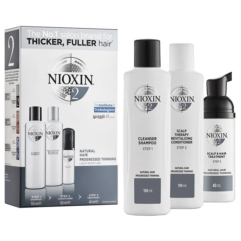 Nioxin System 2 – Pachet tratament anticadere puternica pentru par natural 340ml