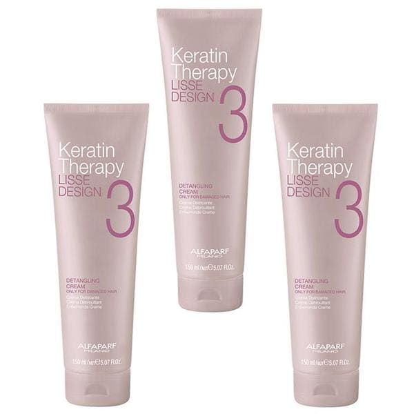 Pachet 3 x Crema pentru Descurcarea Parului – Alfaparf Milano Keratin Therapy Lisse Design Detangling Cream, 150ml