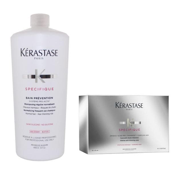 Pachet Anticadere – Kerastase Specifique: Sampon Energizant Anticadere 1000 ml, Tratament Intensiv Impotriva Caderii si Subtierii Parului 10 fiole x 6 ml