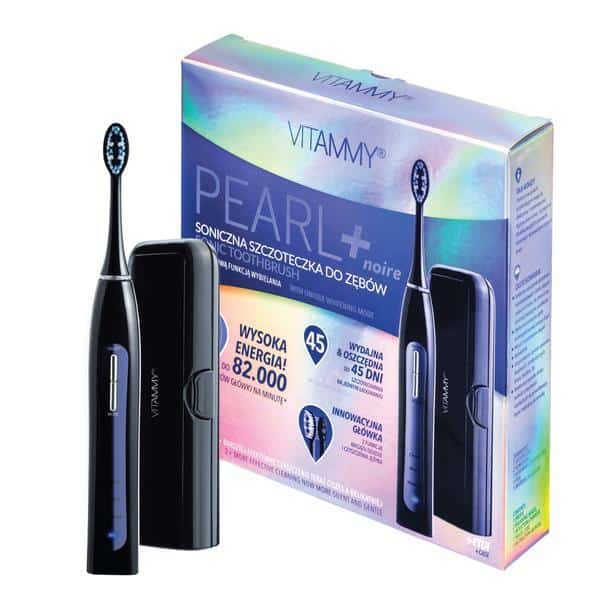 Periuta de dinti electrica VITAMMY Pearl+ Noire, 82000 vibratii/min, 3 moduri de periaj, 2 capete incluse, Negru