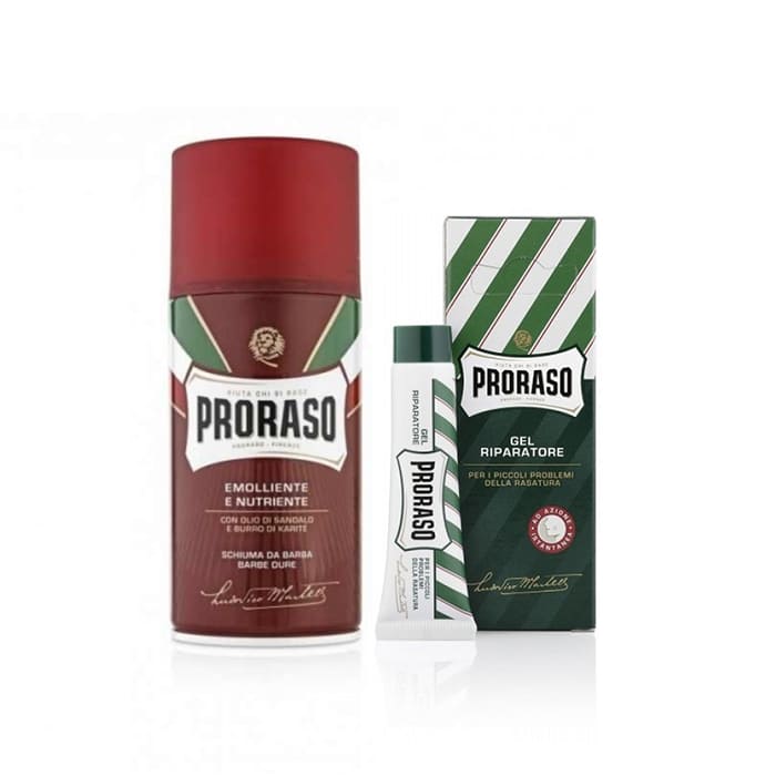 Proraso Pachet Barbierit cu Ulei de Santal (spuma si gel stiptic) 310ml