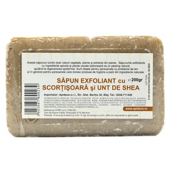 Sapun Exfoliant cu Scortisoara si Unt de Shea Apidava, 200 g