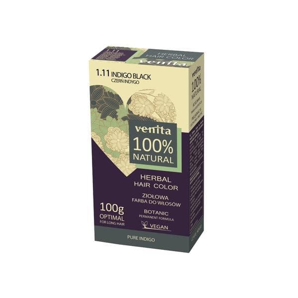 Vopsea de par bio, Nr. 1.11, Negru Indigo, 100% Natural, 100g