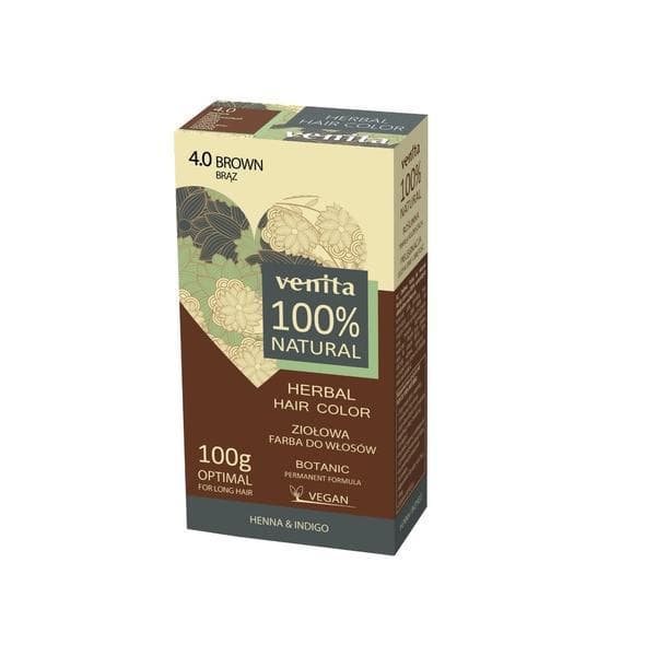 Vopsea de par bio, Nr. 4.0, Maro, 100% Natural, 100g