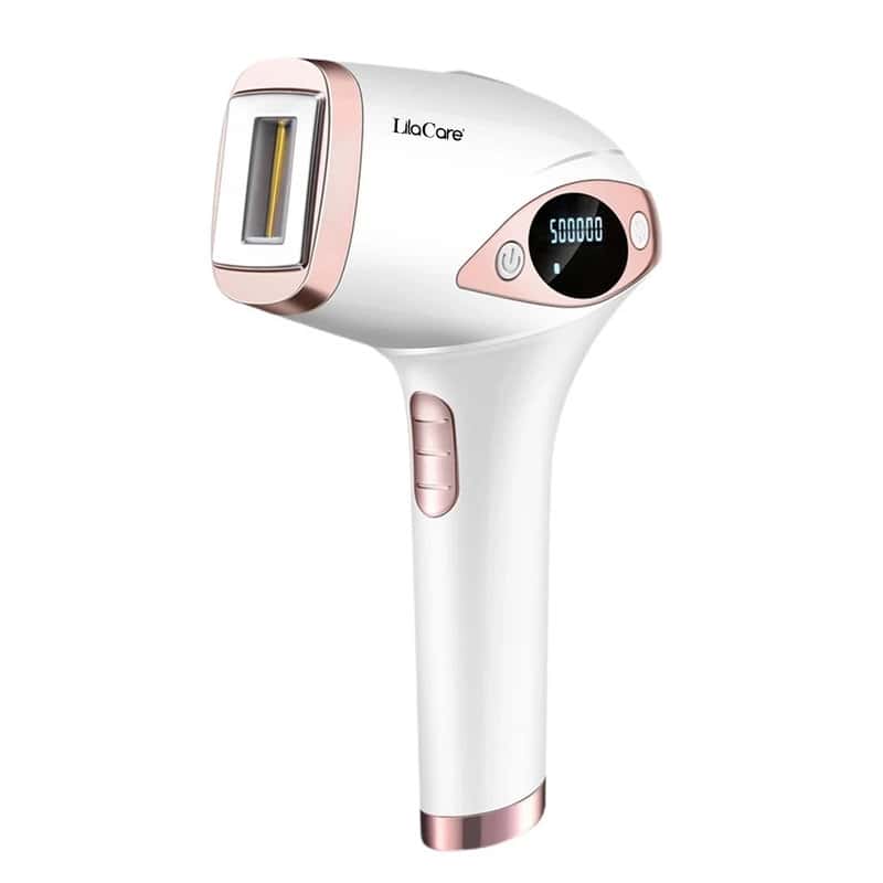 Epilator IPL Lila Care, 500.000 pulsatii, cu functie Ice Cool, display LCD, 5 trepte de putere, Alb/Rose Gold