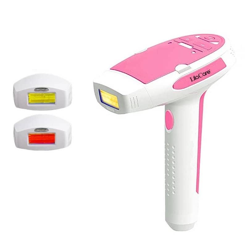 Epilator IPL Lila Care, epilare definitiva, cu functie de rejuvenare, 300.000 pulsatii, 5 trepte de intensitate, Alb/Roz