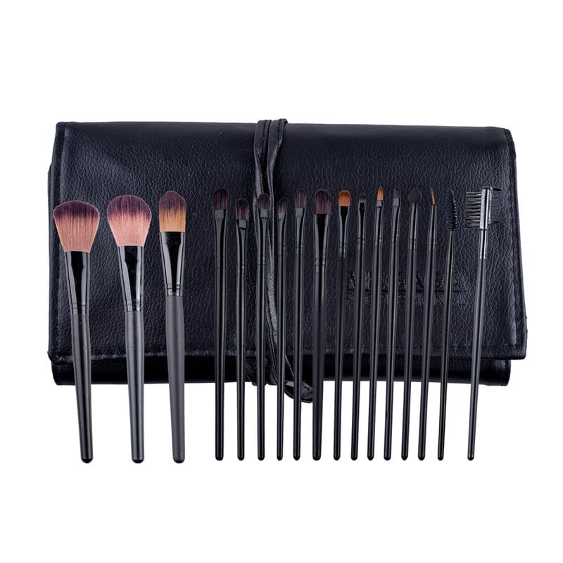 Set 18 pensule makeup Megaga, cu husa neagra