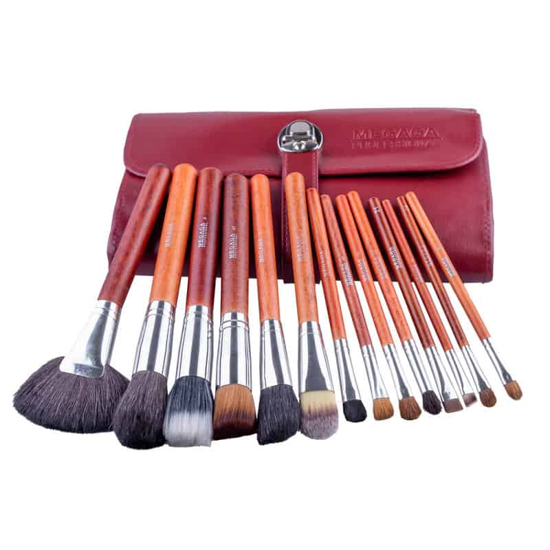 Set 22 pensule makeup Megaga cu husa visinie