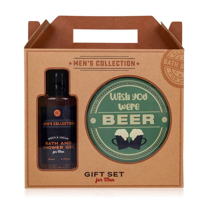 Set cadou barbati, gel de dus, suport bautura, Gift set MEN’S COLLECTION fragrance: Birch & Cedar