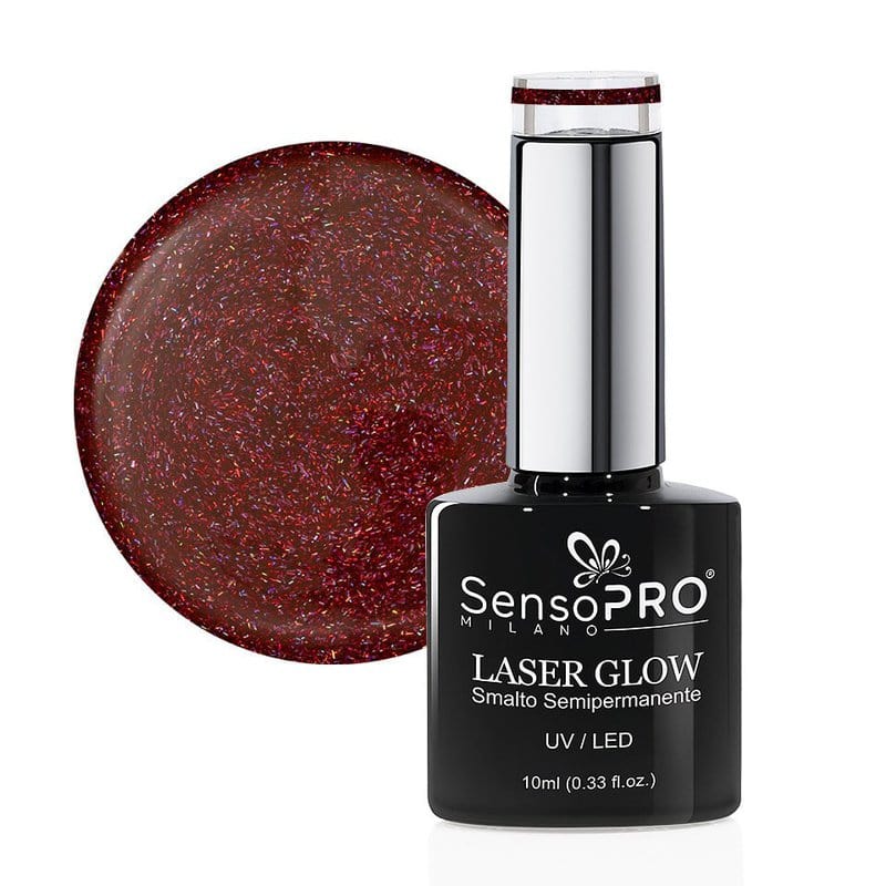 Oja Semipermanenta Holografica Laser Glow SensoPRO Milano 10ml, Red Attraction #28