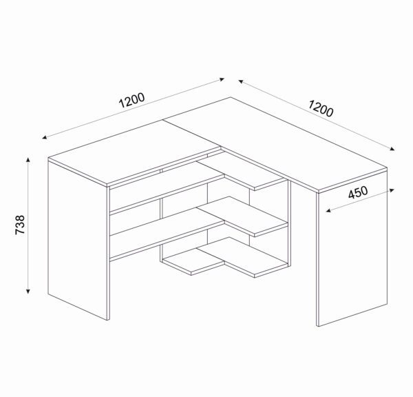 Birou Multifuncțional, Modern Workspace, UnicUtil, 120 x 45 x 73.8 cm, Bardolino-Antracit, UUDESK05 - imagine 7